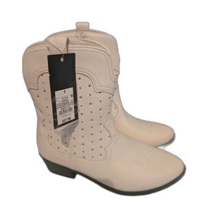 Girl's Art Class Western Ankle Boots White Size 4